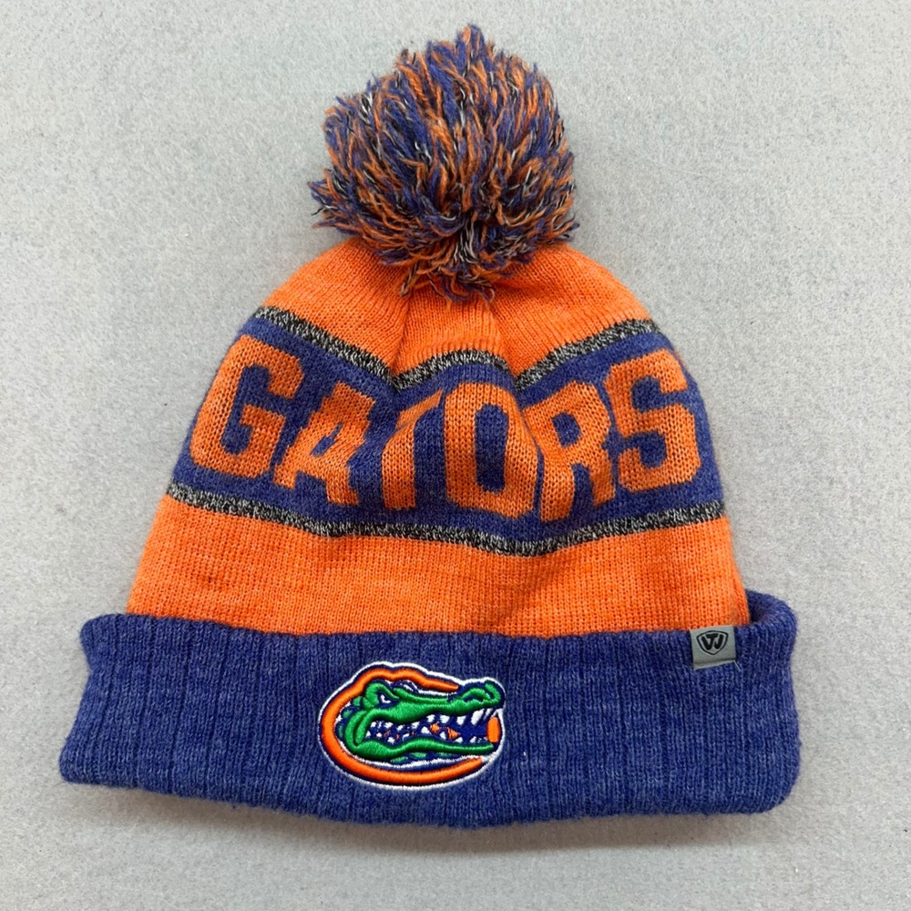 Florida Gators Top of the World Youth Beanie Knit Pom Hat Orange Blue Kids OSFM
